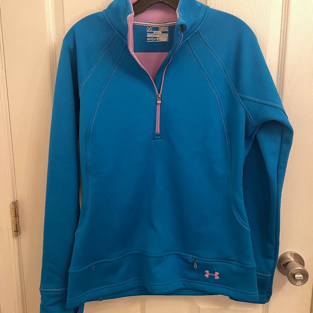 Under Armour Semi-Fitted Half-Zip Cold Gear Pull Over Blue & Purple size M